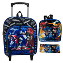 Kit Mochila Sonic Infantil Escolar Creche Rodinha Lancheira + Estojo (Até 5 Anos)