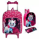 Kit Mochila Gata Marie Infantil Escolar Creche Rodinha Lancheira + Estojo (Até 5 Anos)