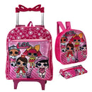 Kit Mochila LOL Infantil Escolar Creche Rodinha Lancheira + Estojo (Até 5 Anos)