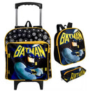 Kit Mochila Batman Infantil Escolar Creche Rodinha Lancheira + Estojo (Até 5 Anos)