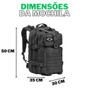 Mochila Militar Tática Impermeável 50 Litros Grande Reforçada com Bandeira do Brasil